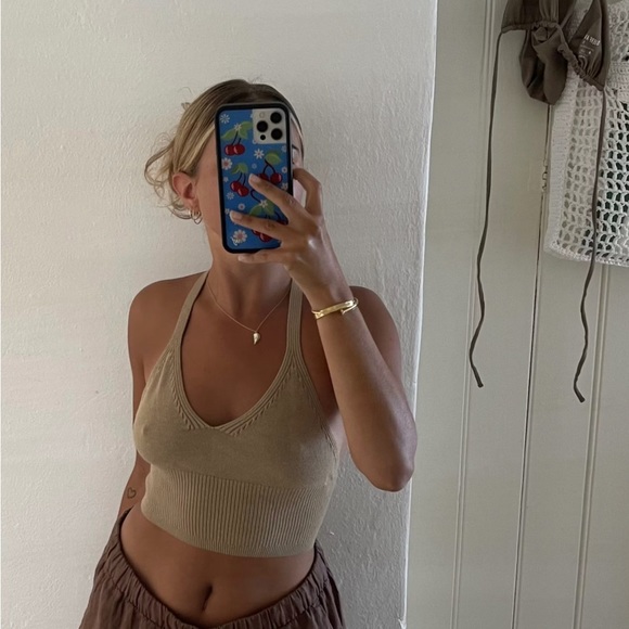 Djerf Avenue halter neck top in Toffee - Picture 1 of 3